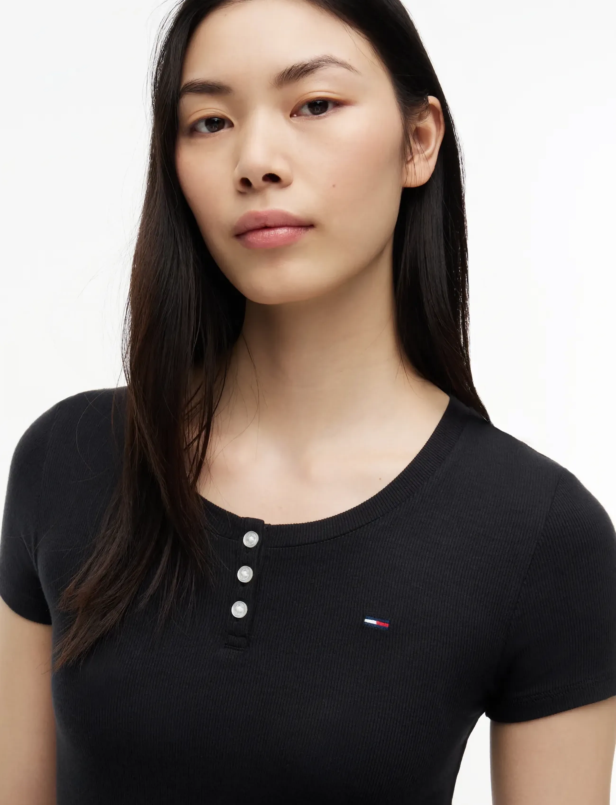 Tommy Jeans - TJW SLIM HENLEY SS TEE - black - 3