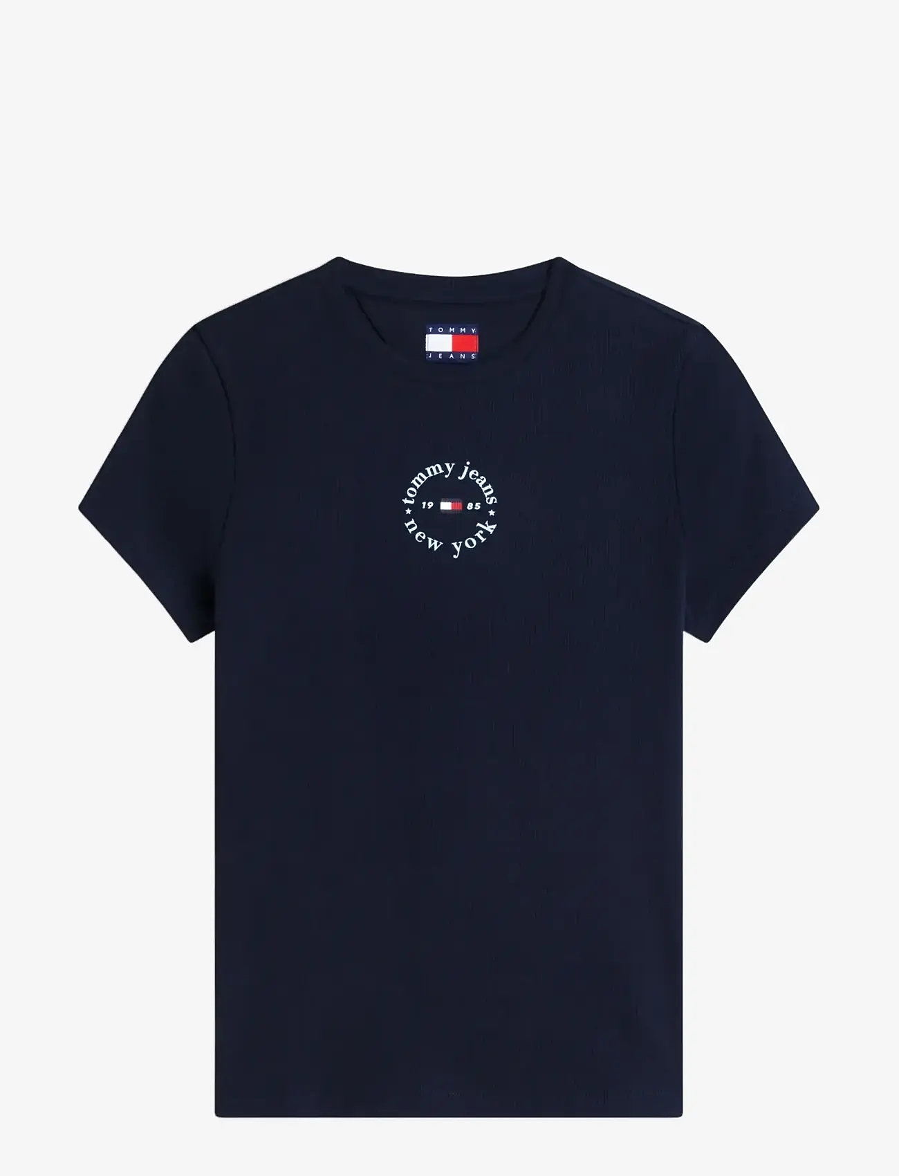 Tommy Jeans - TJW SLIM ESS LOGO2 RIB TEE EXT - t-shirts - dark night navy - 1