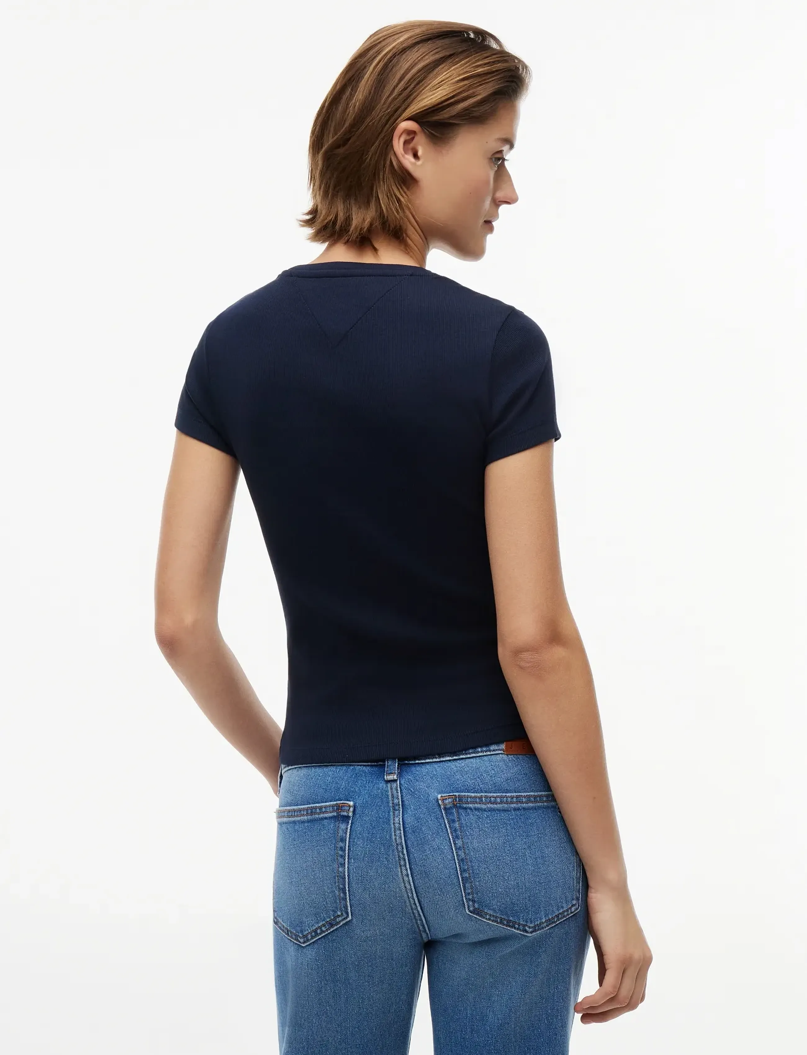 Tommy Jeans - TJW SLIM ESS LOGO2 RIB TEE EXT - t-shirts - dark night navy - 2