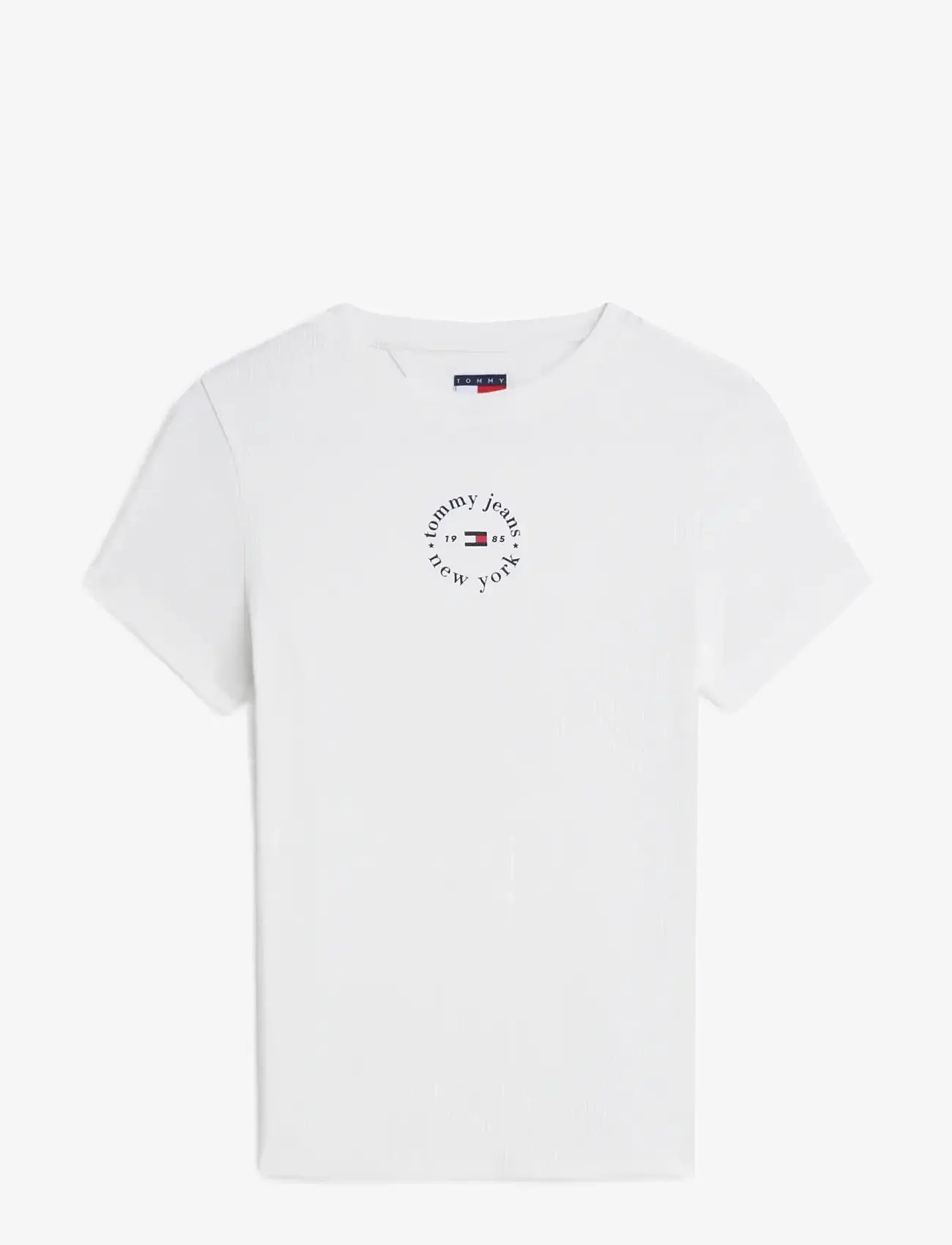 Tommy Jeans - TJW SLIM ESS LOGO2 RIB TEE EXT - t-shirts - ecru - 1