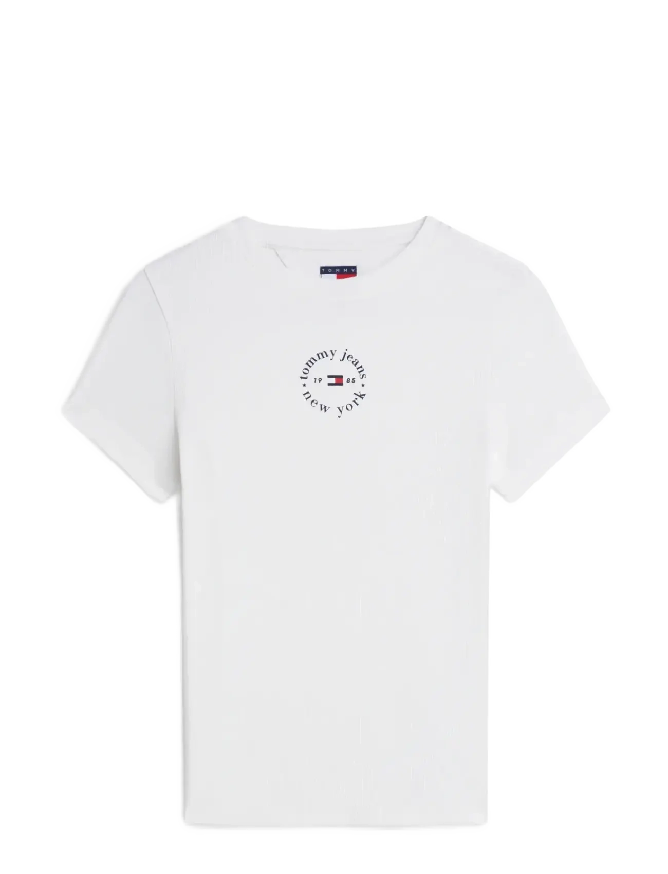 Tommy Jeans TJW SLIM ESS LOGO2 RIB TEE EXT - Nyheder - ECRU / cream
