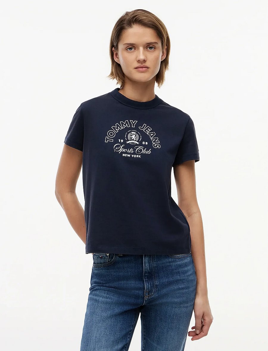 Tommy Jeans - TJW REG HERITAGE LOGO SS TEE - t-shirts - dark night navy - 0