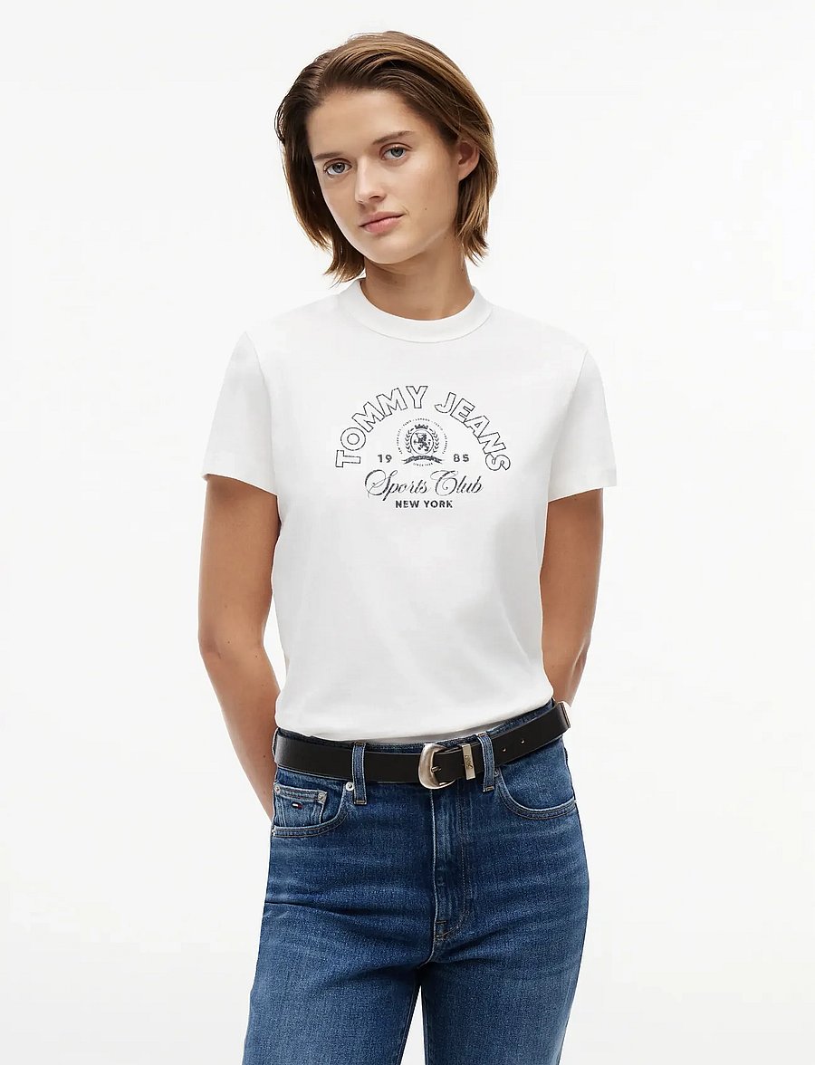 Tommy Jeans - TJW REG HERITAGE LOGO SS TEE - t-shirts - ecru - 0