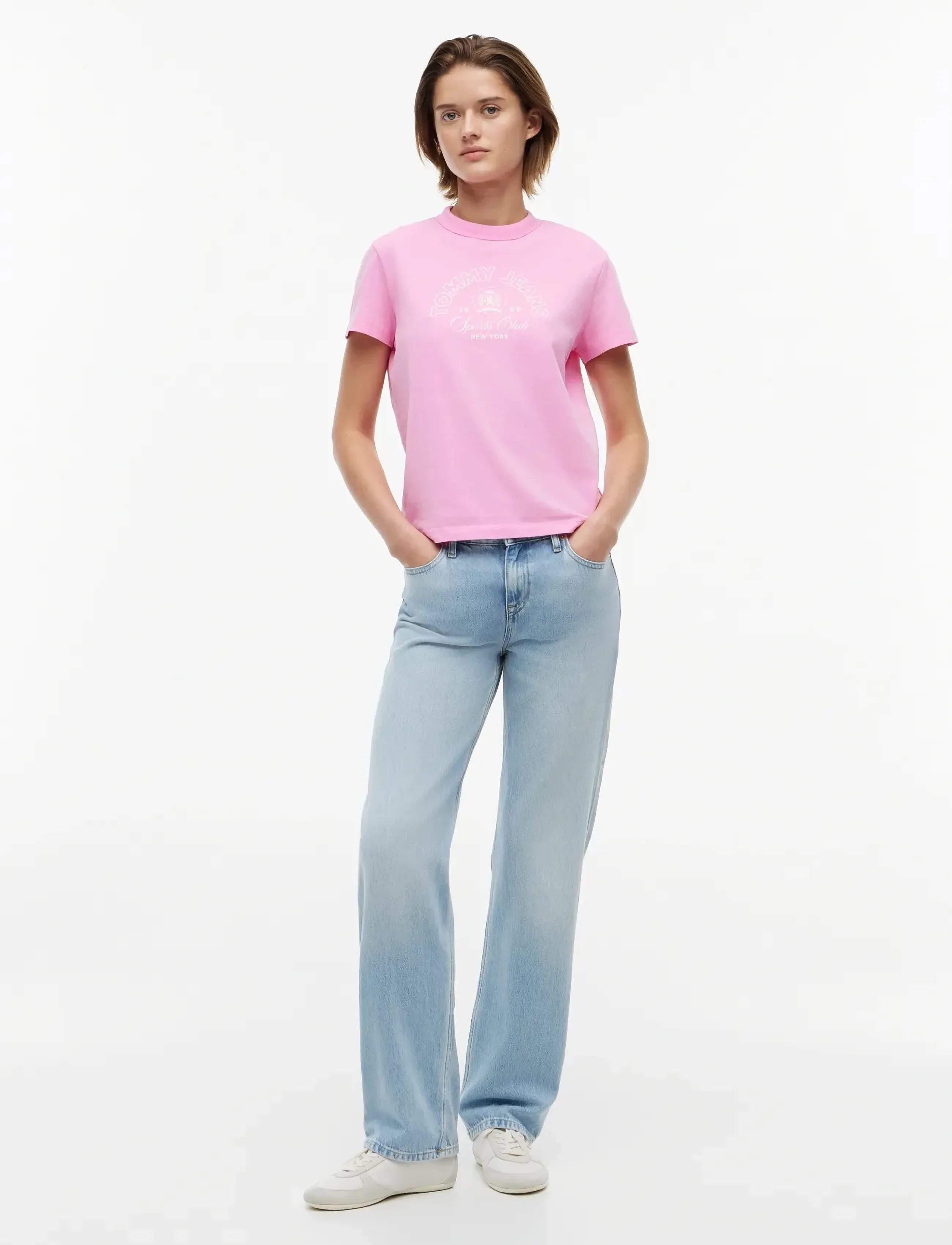 Tommy Jeans - TJW REG HERITAGE LOGO SS TEE - t-särgid - pink daisy - 4
