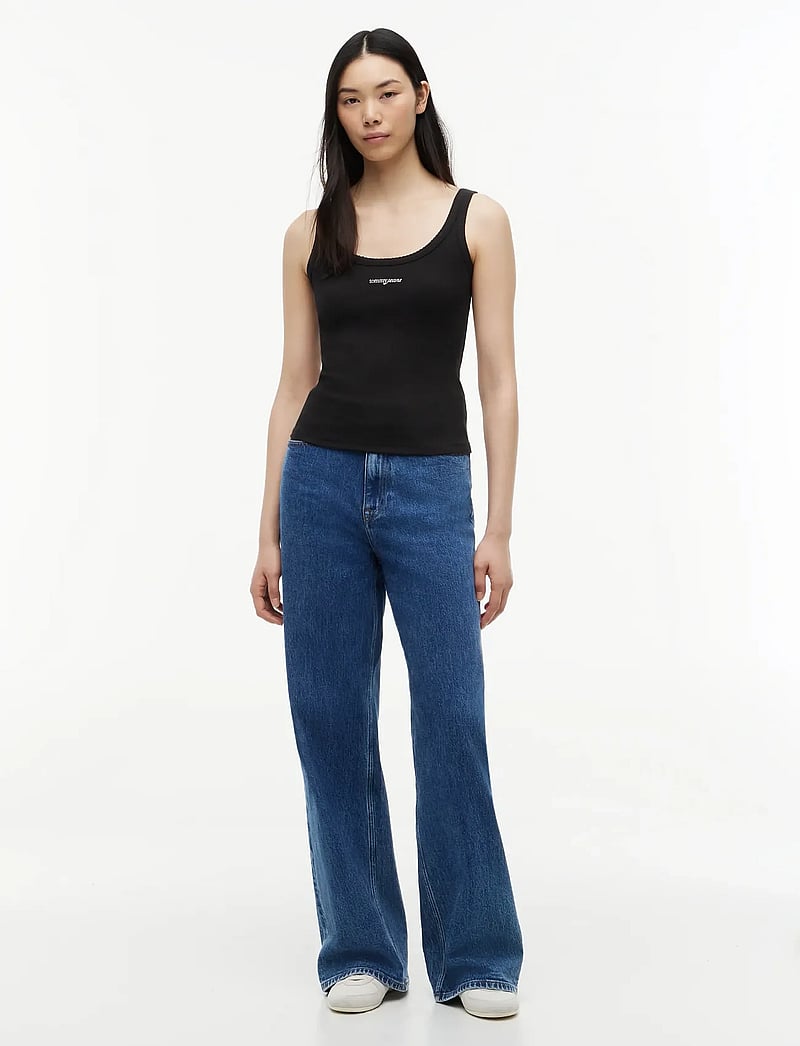 Tommy Jeans - TJW SLIM SCRIPT RIB TANK - tanktops - black - 4