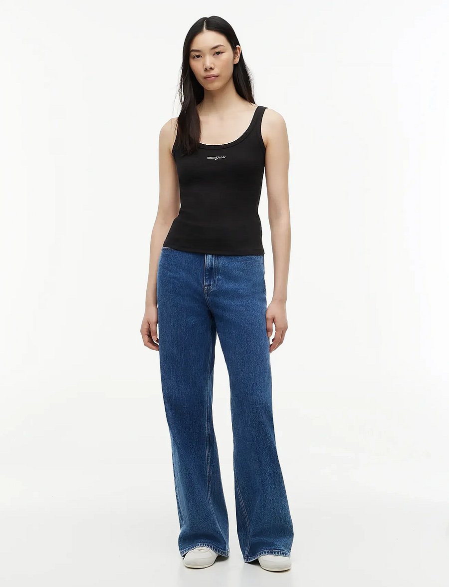 Tommy Jeans - TJW SLIM SCRIPT RIB TANK - Ärmellose tops - black - 4