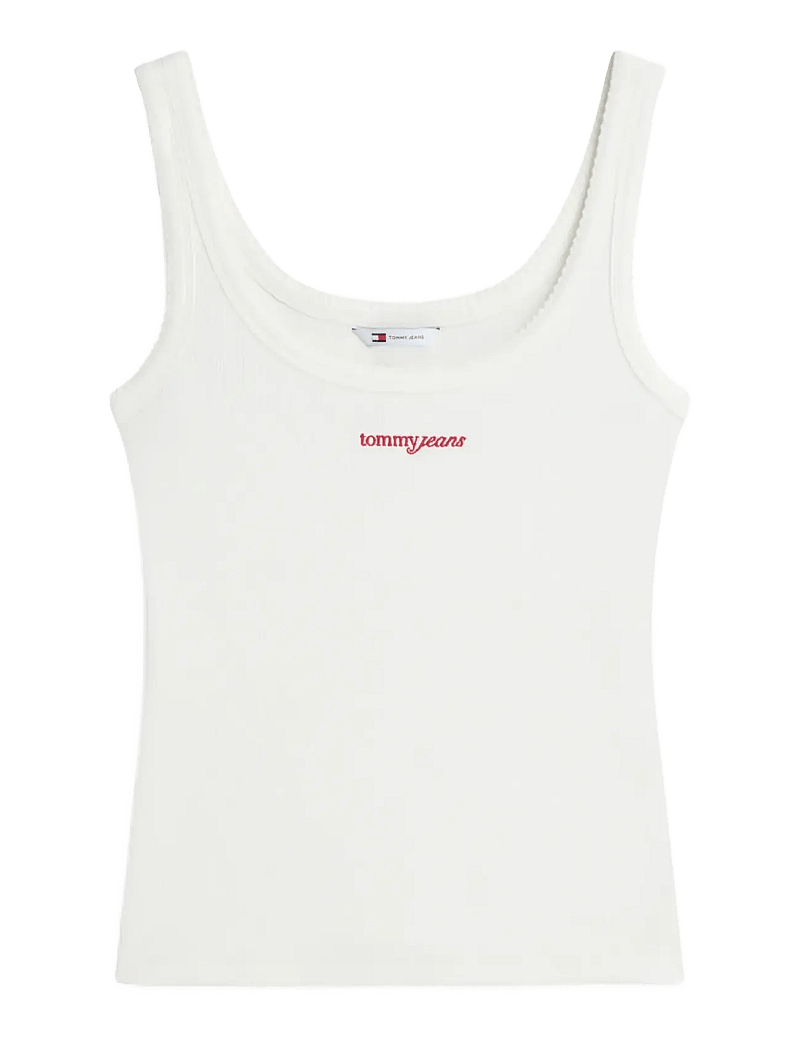 Tommy Jeans - TJW SLIM SCRIPT RIB TANK - tanktops - ecru - 1