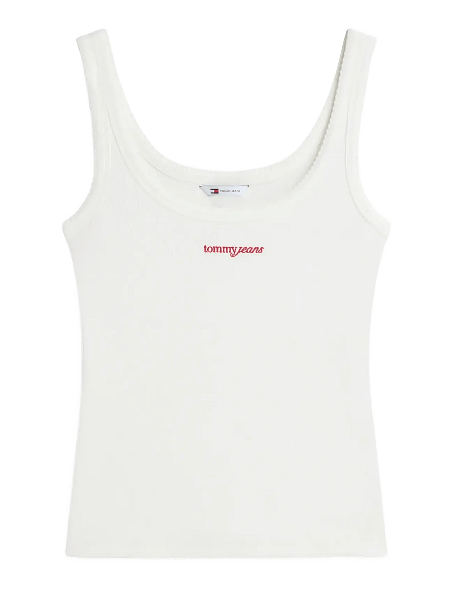 Tommy Jeans - TJW SLIM SCRIPT RIB TANK - Ärmellose tops - ecru - 1