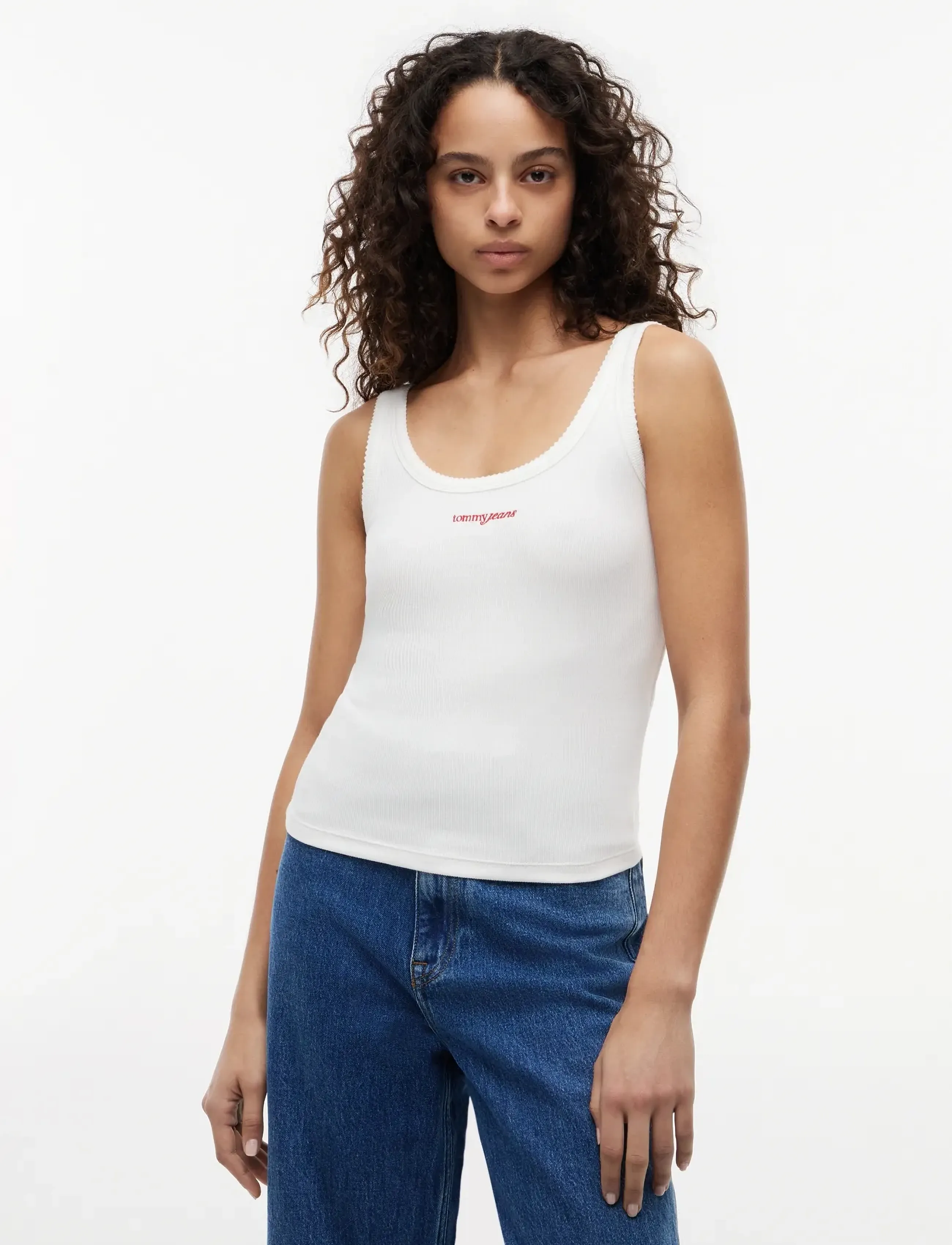 Tommy Jeans TJW SLIM SCRIPT RIB TANK - Tommy Hilfiger - ECRU / cream