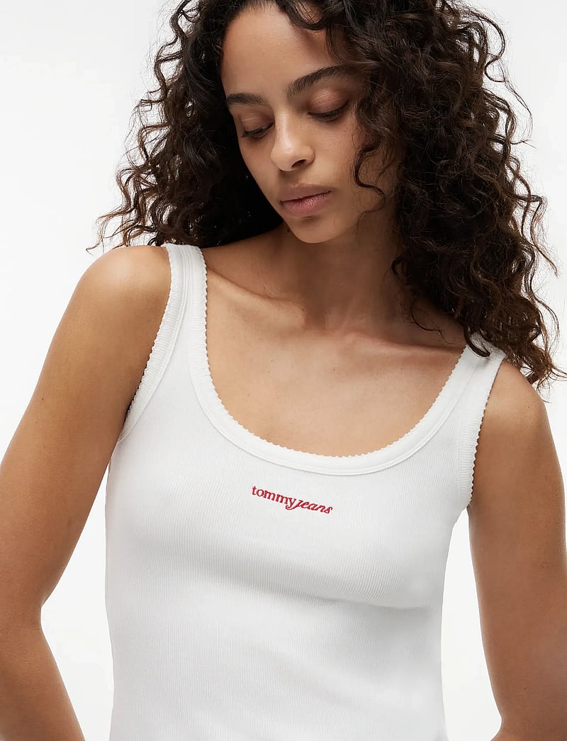 Tommy Jeans - TJW SLIM SCRIPT RIB TANK - tanktops - ecru - 3