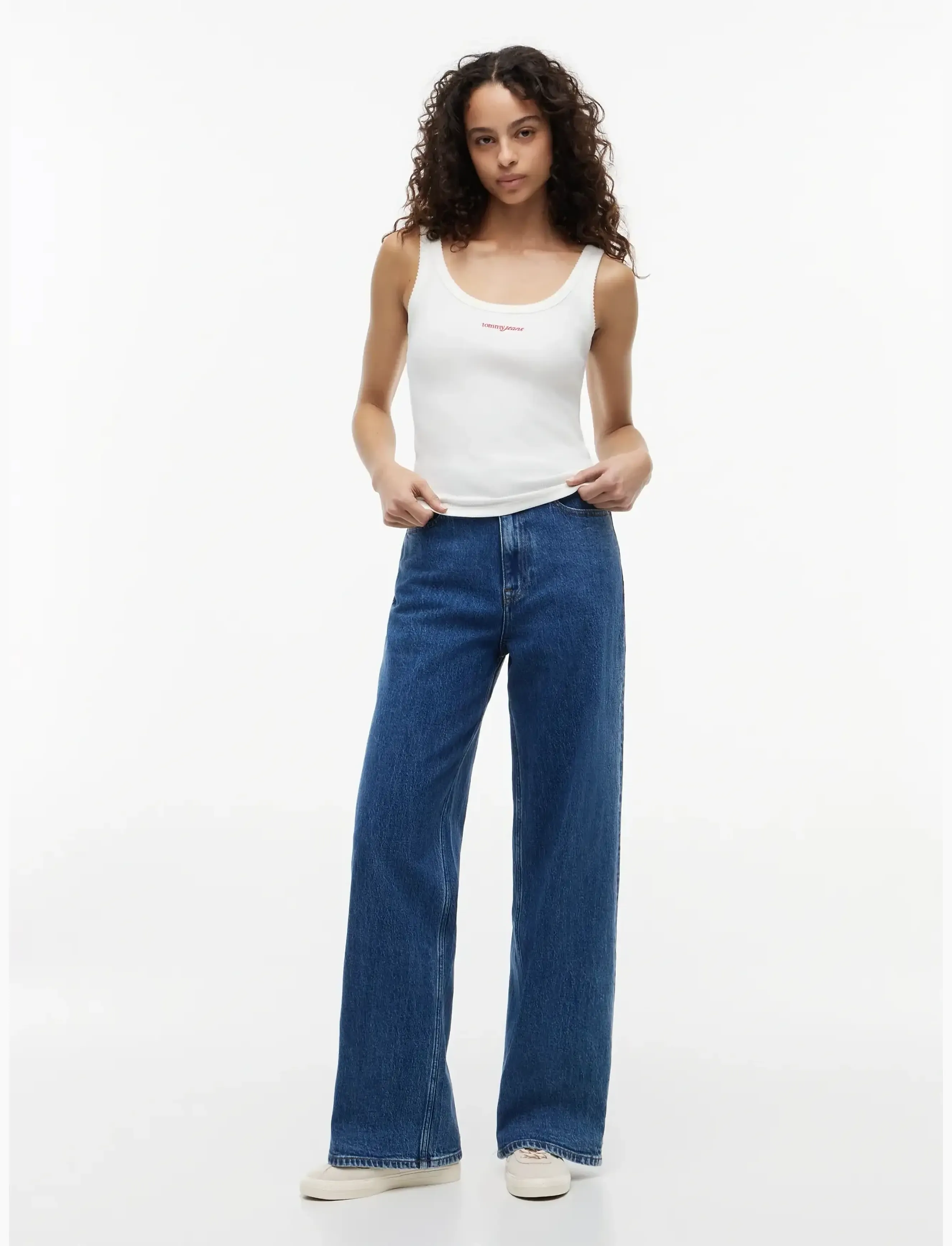 Tommy Jeans - TJW SLIM SCRIPT RIB TANK - Ärmellose tops - ecru - 4