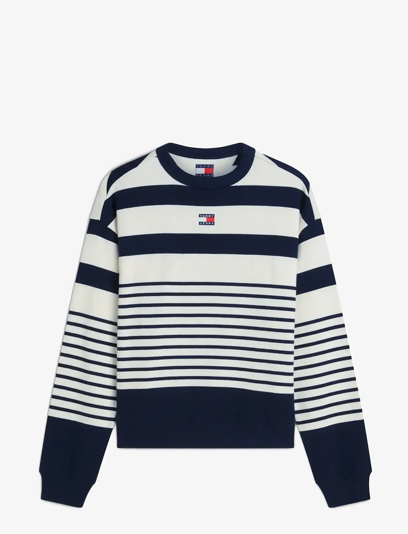 Tommy Jeans - TJW RLX BADGE STRIPE CREW - hverdags stil - dark night navy   stripe - 1
