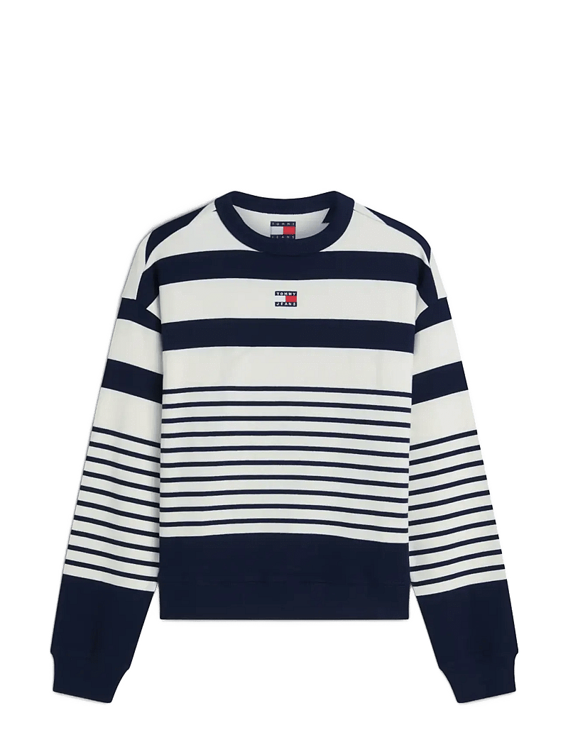 Tommy Jeans - TJW RLX BADGE STRIPE CREW - hverdags stil - dark night navy stripe - 1