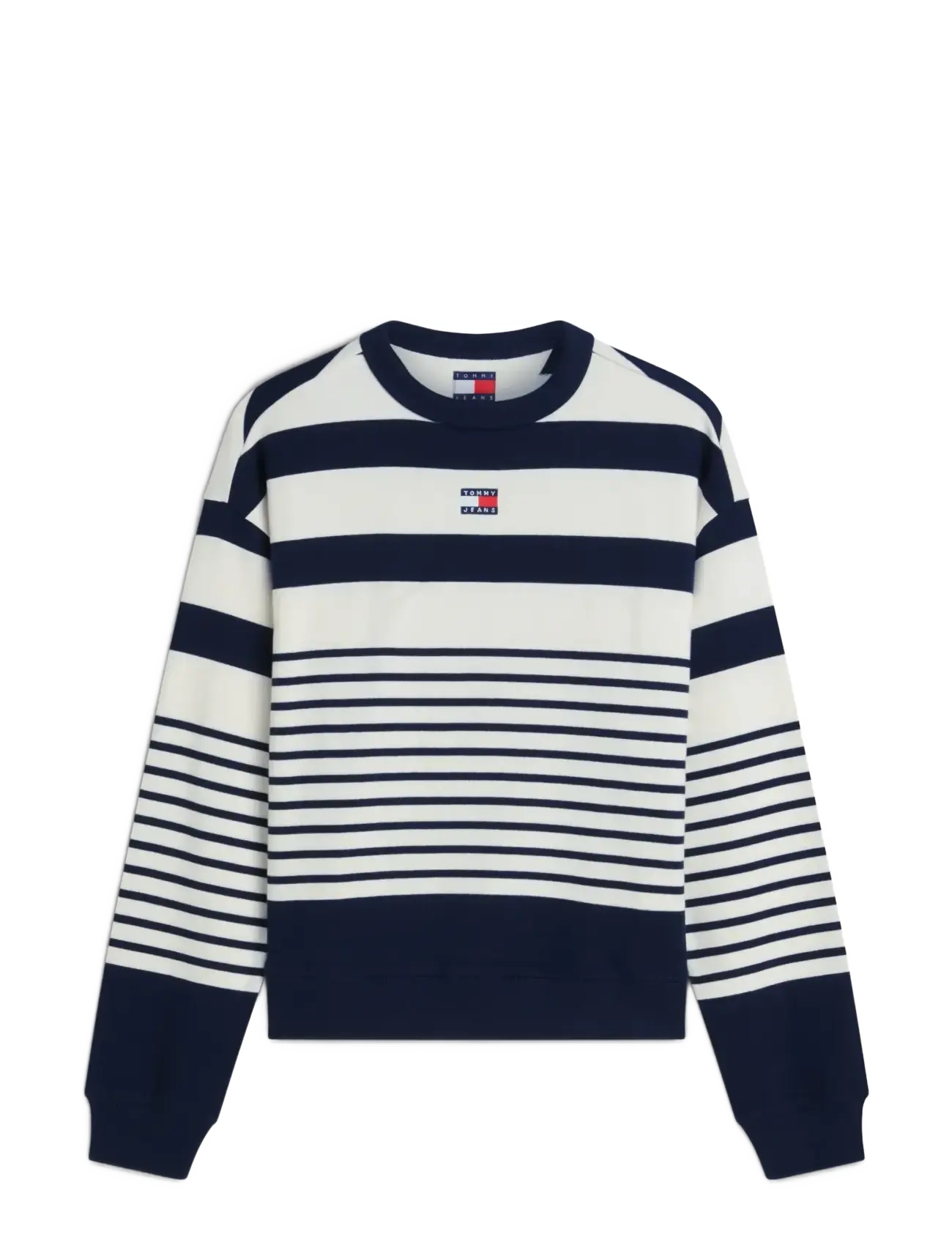 Tommy Jeans TJW RLX BADGE STRIPE CREW - Sweatshirts - DARK NIGHT NAVY   STRIPE / navy