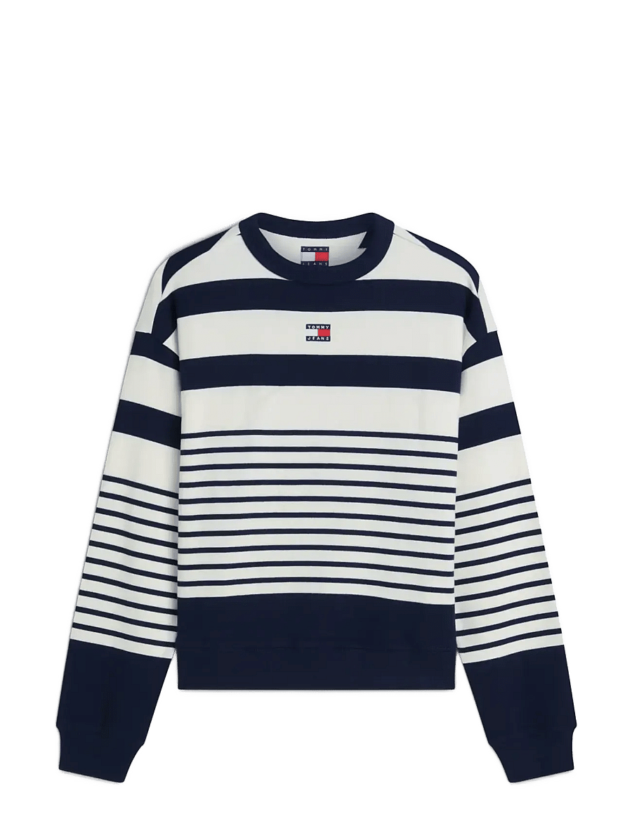 Tommy Jeans - TJW RLX BADGE STRIPE CREW - sweatshirts - dark night navy stripe - 1