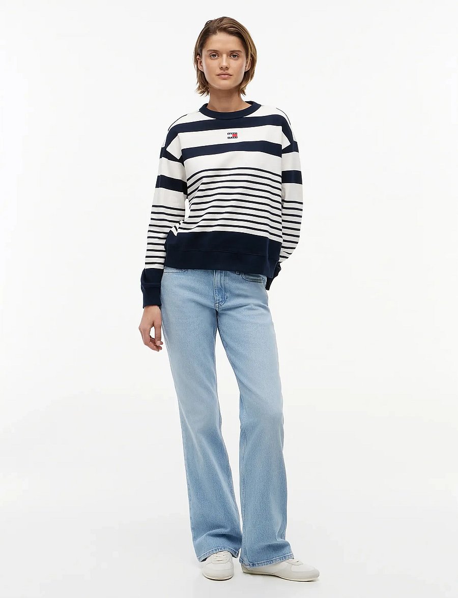 Tommy Jeans - TJW RLX BADGE STRIPE CREW - sweatshirts - dark night navy stripe - 4