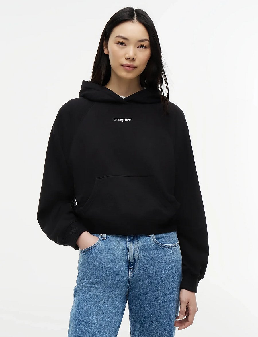 Tommy Jeans - TJW SCRIPT RAGLAN HOODIE - kapuzenpullover - black - 0