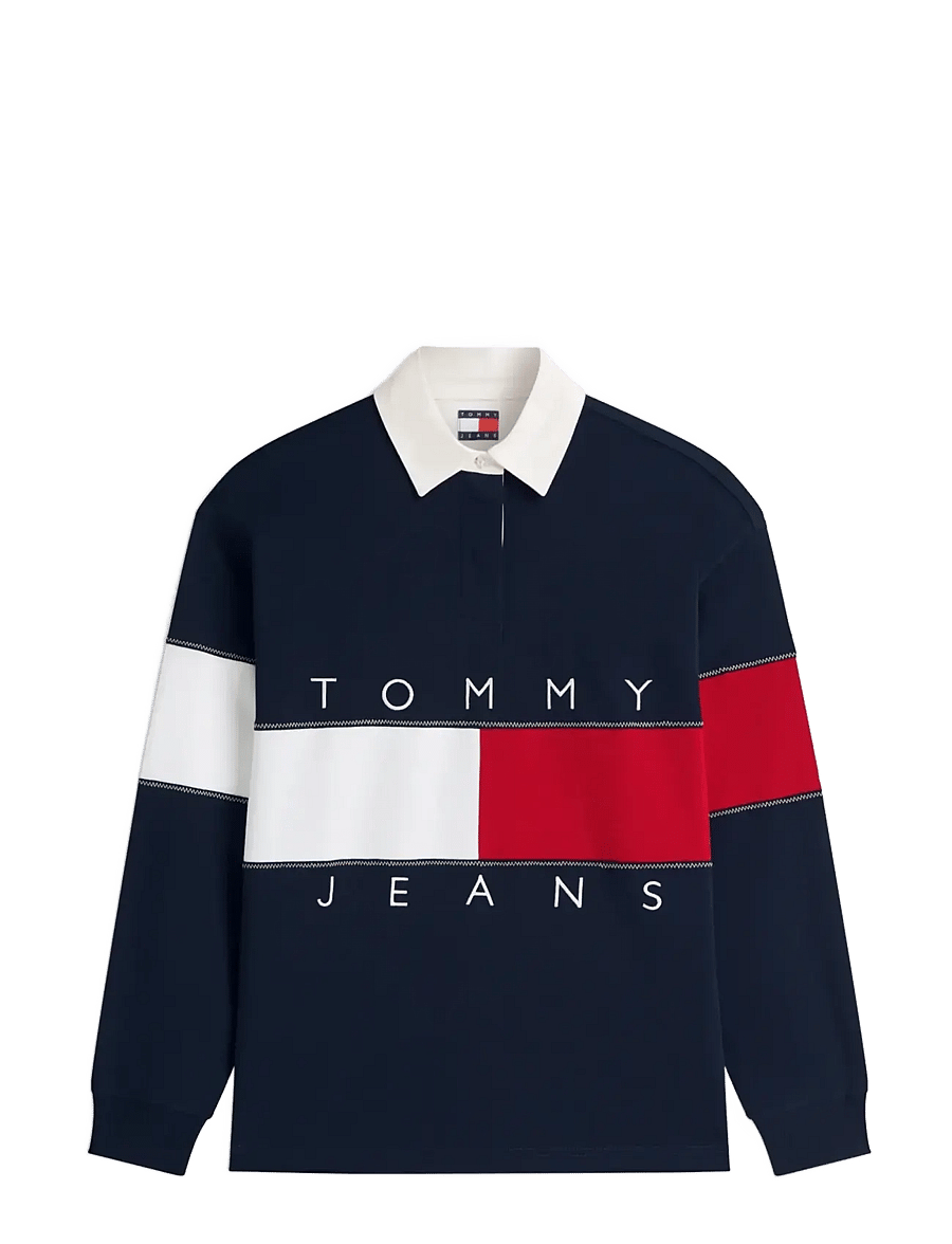 Tommy Jeans - TJW OVS FLAG RUGBY EXT - poloshirts - dark night navy - 1