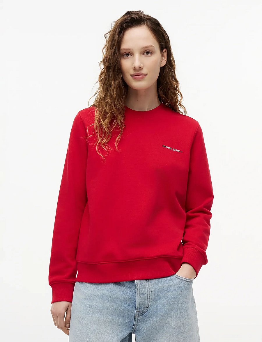 Tommy Jeans - TJW REG ESS LOGO 1 CREW EXT - sweatshirts - amaryllis red - 0