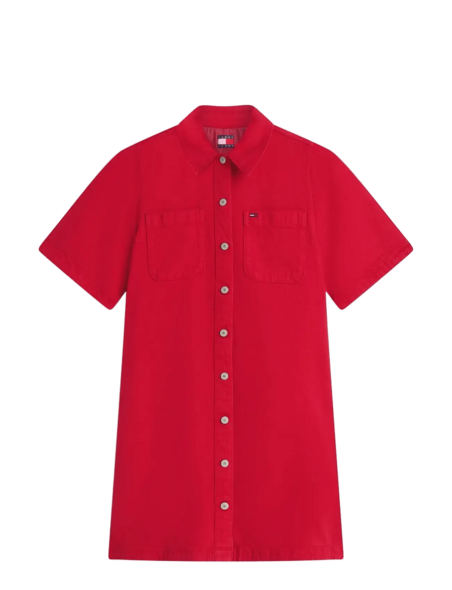 Tommy Jeans - TJW TWILL A-LINE DRESS EXT - hemdkleider - amaryllis red - 1