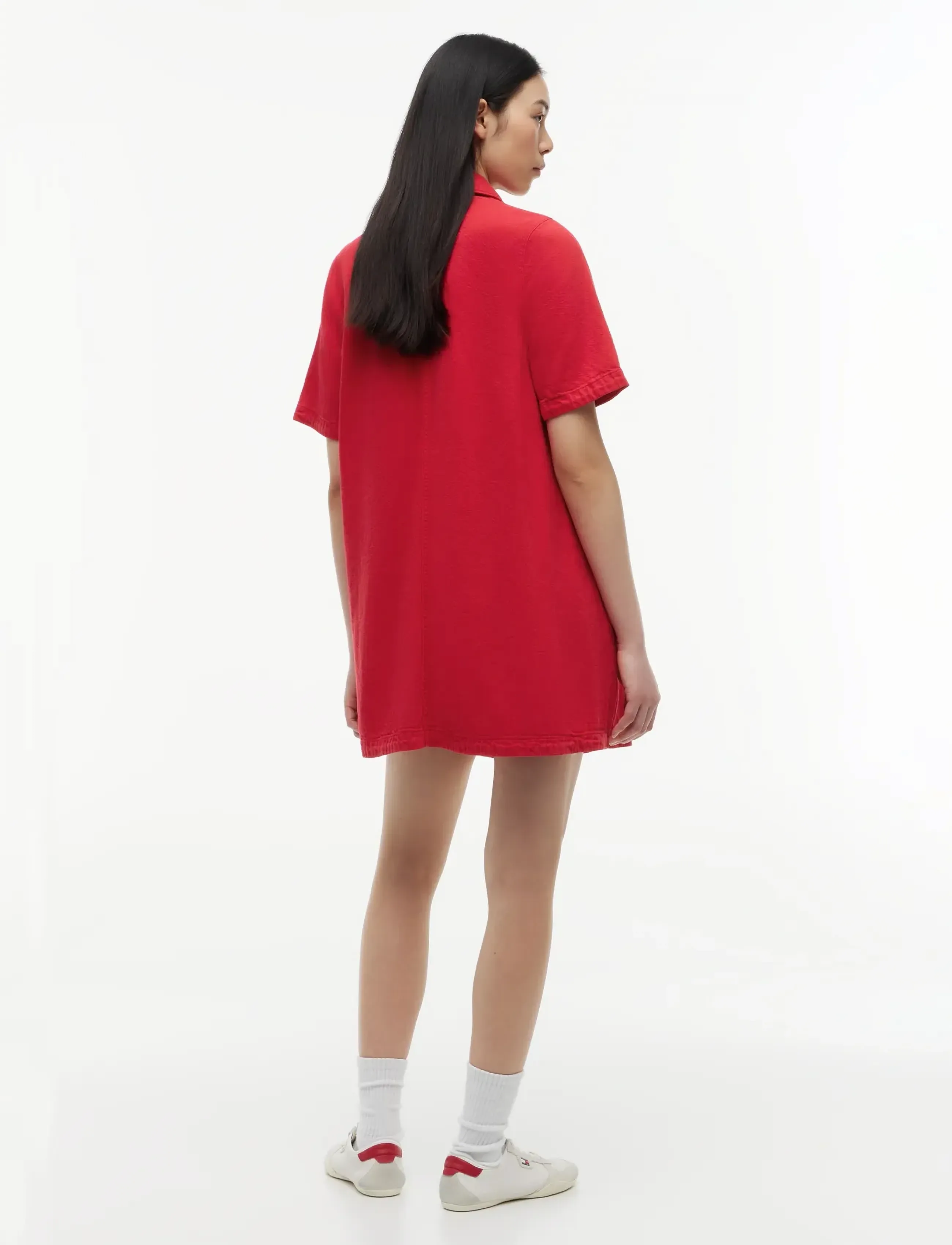 Tommy Jeans - TJW TWILL A-LINE DRESS EXT - marškinių tipo suknelės - amaryllis red - 4