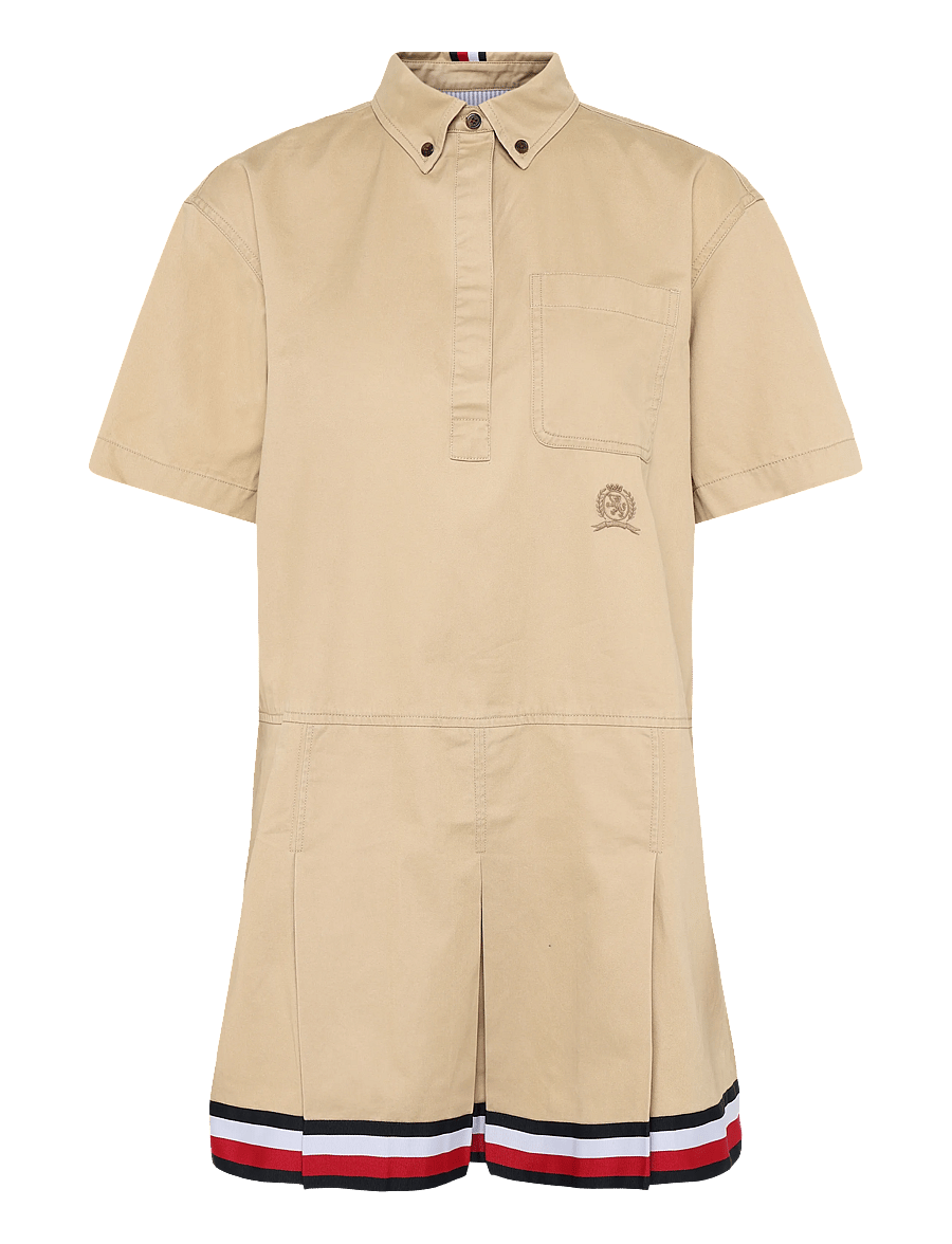 Tommy Jeans - TJW CREST RWB TAPE SHIRT DRESS - sommerkjoler - gentle gold - 1