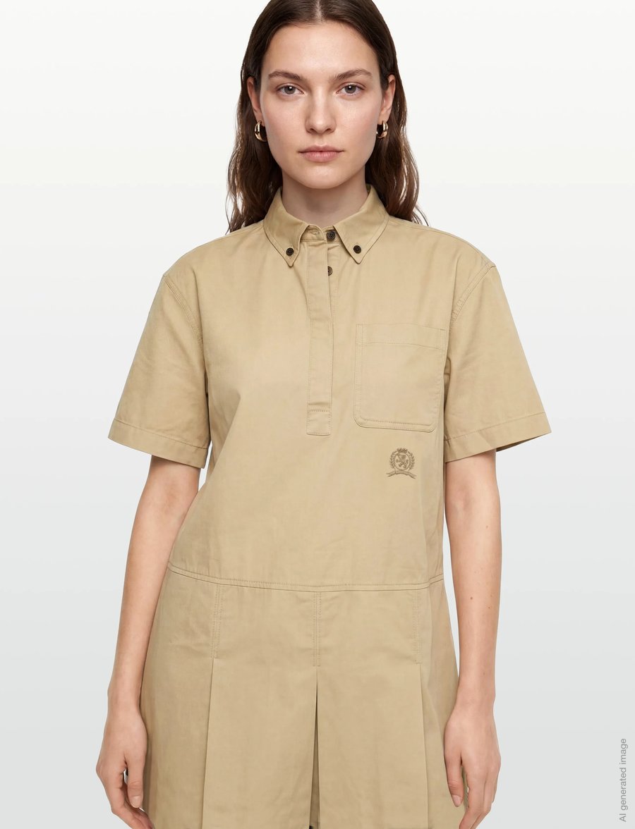 Tommy Jeans - TJW CREST RWB TAPE SHIRT DRESS - sommerkjoler - gentle gold - 4