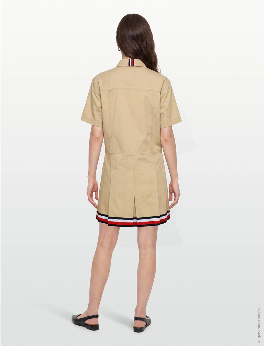 Tommy Jeans - TJW CREST RWB TAPE SHIRT DRESS - sommerkjoler - gentle gold - 5