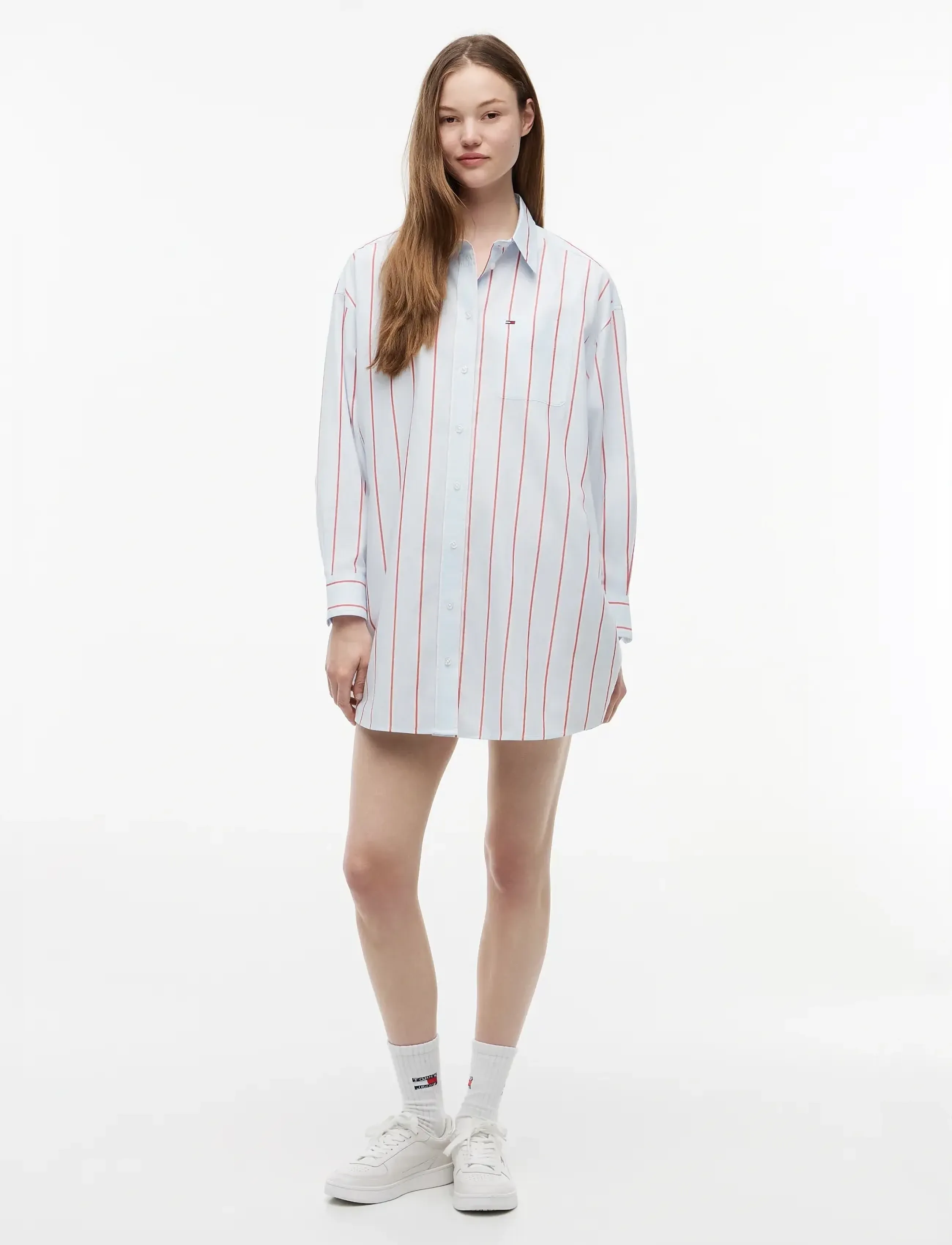 Tommy Jeans - TJW OVS SHIRT DRESS - sukienki koszulowe - kingly blue   multi stripe - 4
