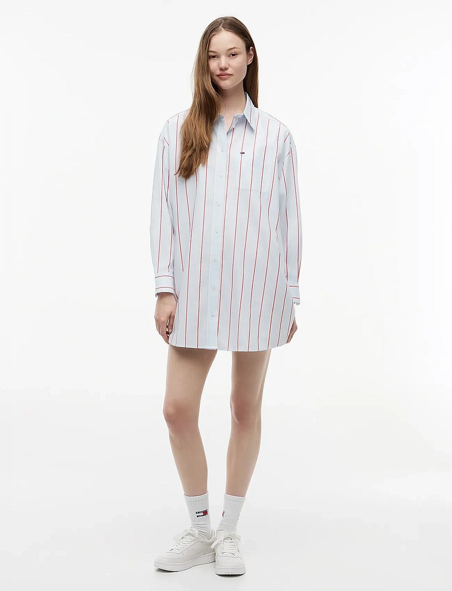 Tommy Jeans - TJW OVS SHIRT DRESS - hemdkleider - kingly blue multi stripe - 4