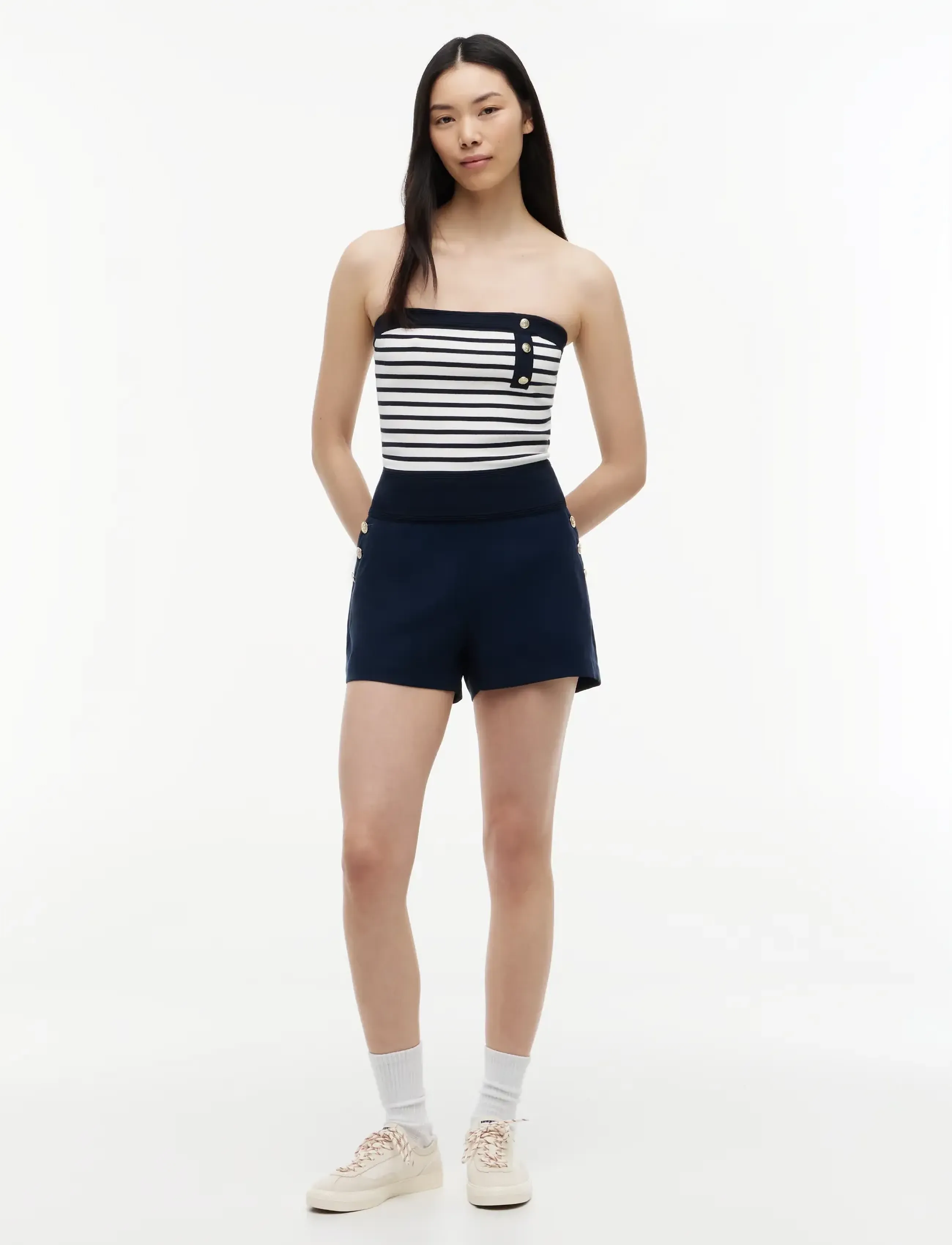 Tommy Jeans - TJW BUTTONS BANDEAU SWEATER - dark night navy   stripe - 4