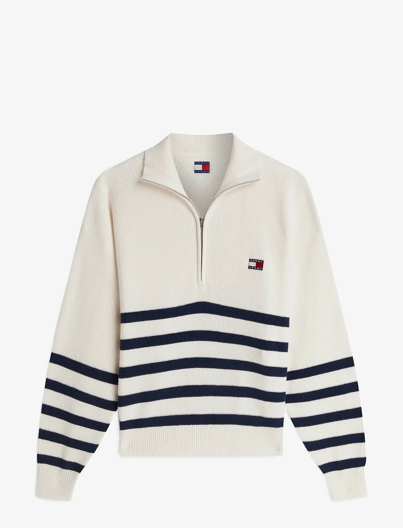 Tommy Jeans - TJW QUARTER ZIP SWEATER - striktrøjer - ancient white   stripe - 1