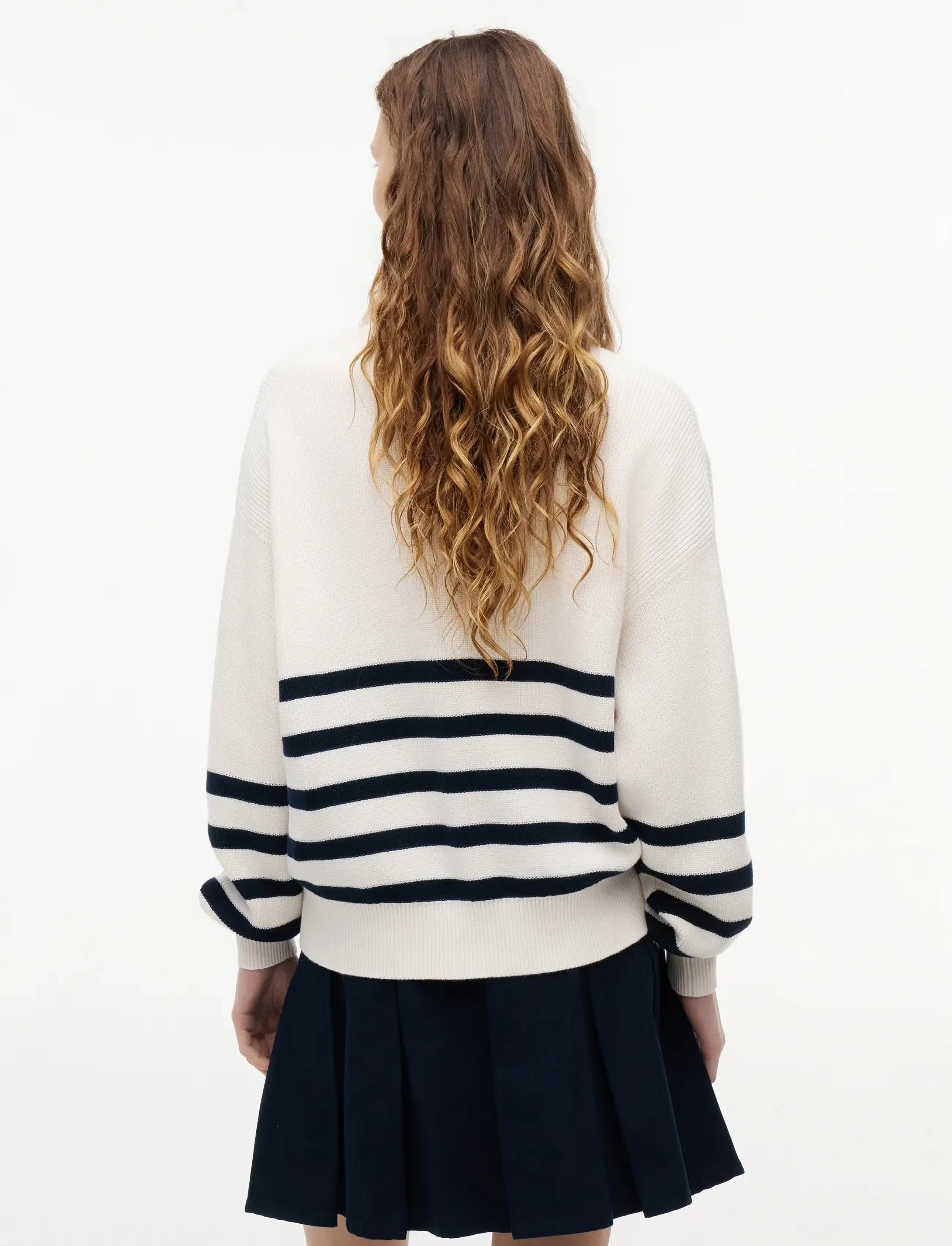Tommy Jeans - TJW QUARTER ZIP SWEATER - pullover - ancient white   stripe - 2