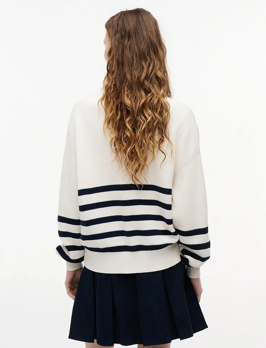 Tommy Jeans - TJW QUARTER ZIP SWEATER - pullover - ancient white stripe - 2