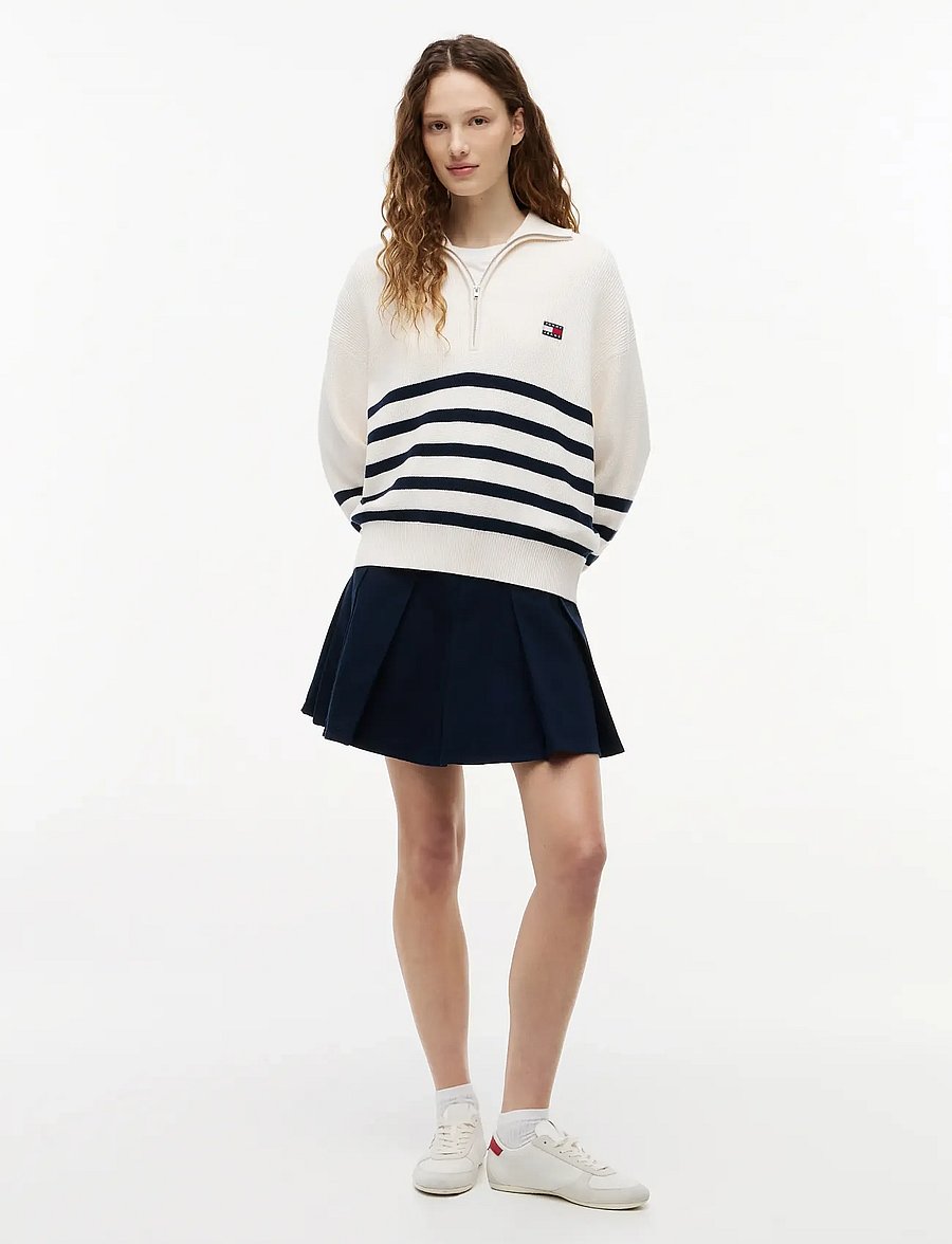 Tommy Jeans - TJW QUARTER ZIP SWEATER - pullover - ancient white stripe - 4