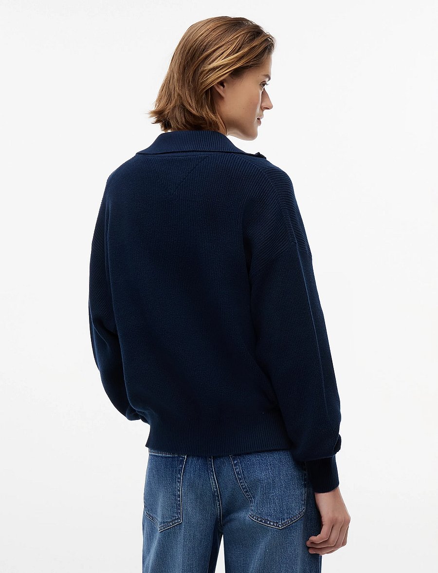 Tommy Jeans - TJW QUARTER ZIP SWEATER - striktrøjer - dark night navy - 2