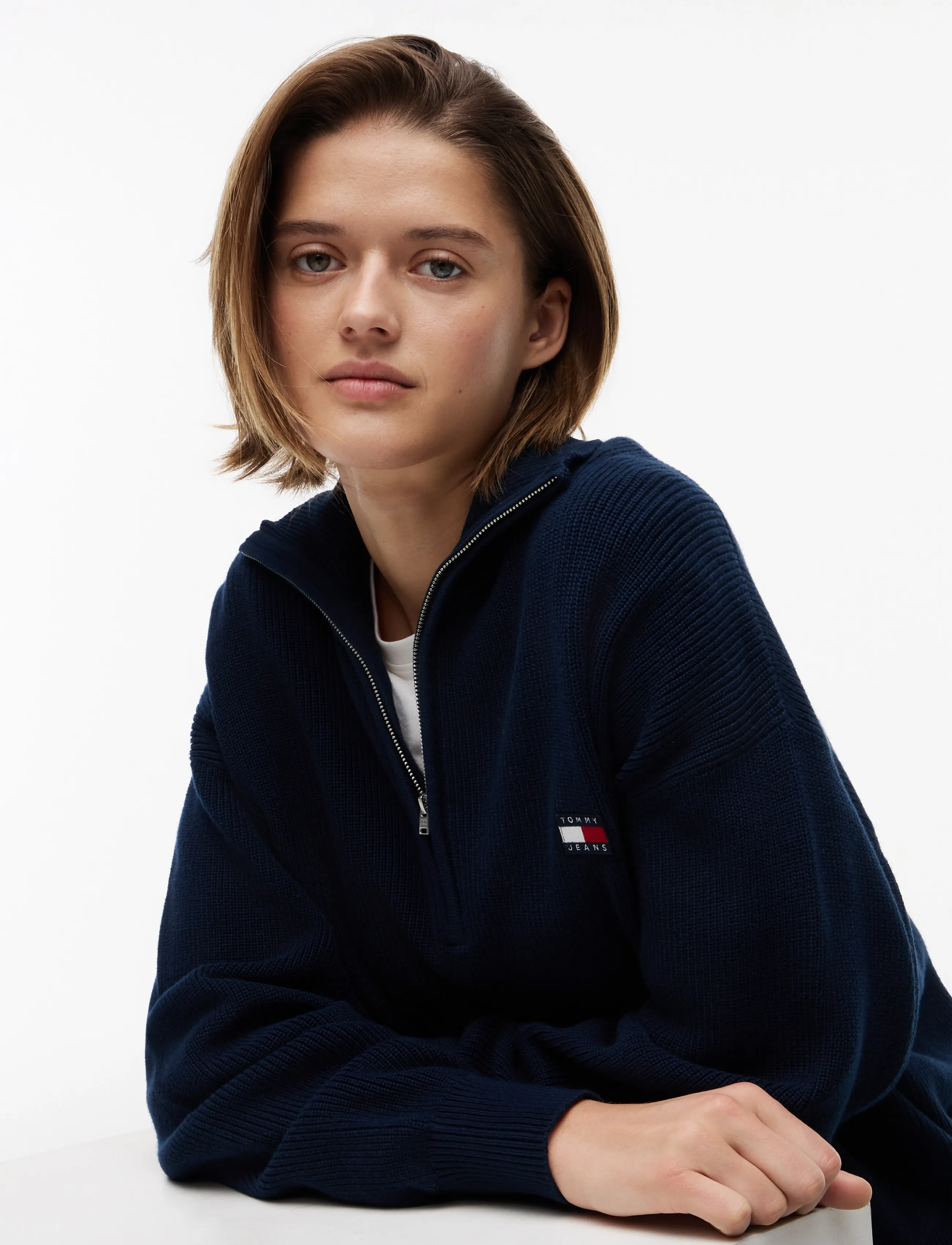Tommy Jeans - TJW QUARTER ZIP SWEATER - striktrøjer - dark night navy - 3