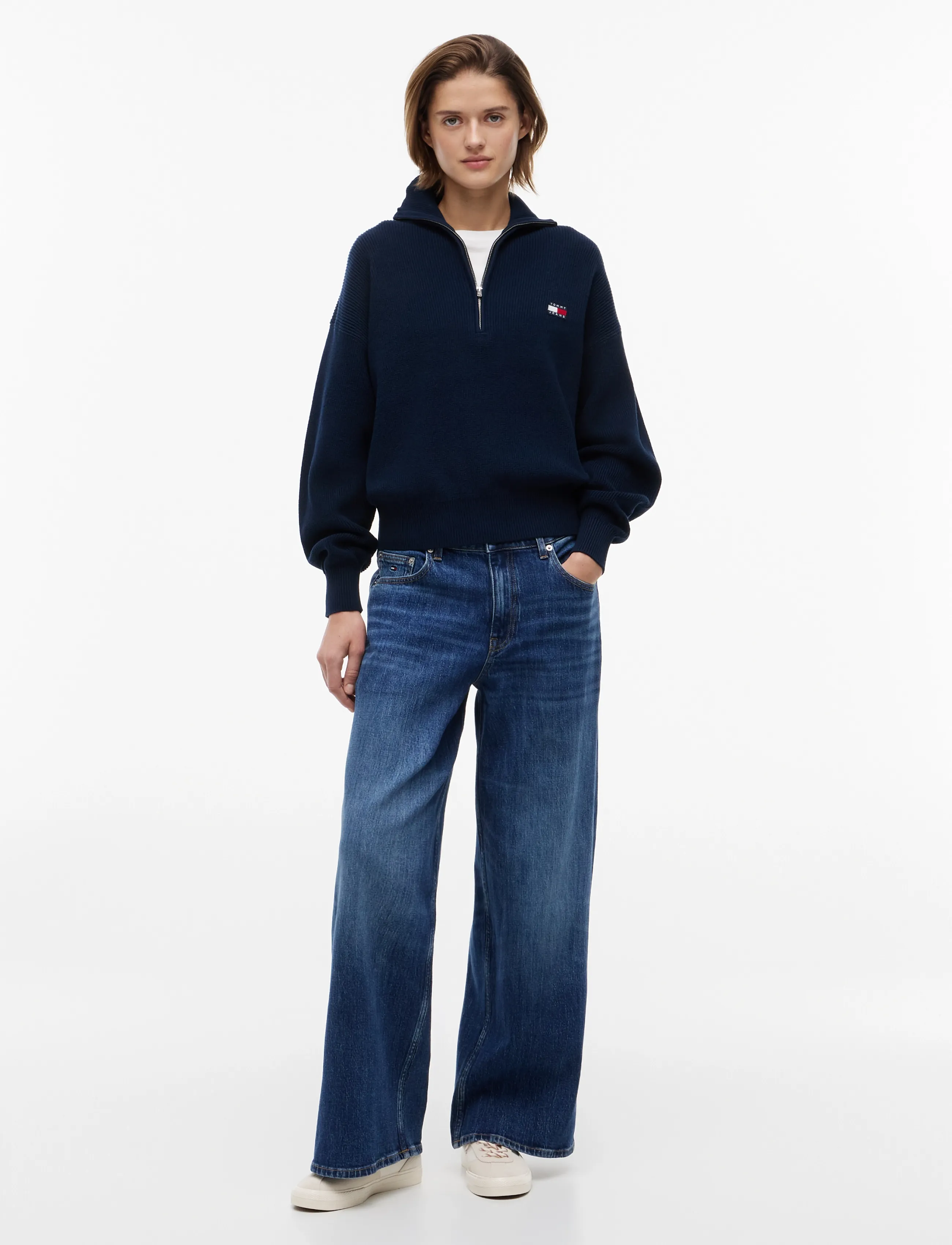 Tommy Jeans - TJW QUARTER ZIP SWEATER - striktrøjer - dark night navy - 4