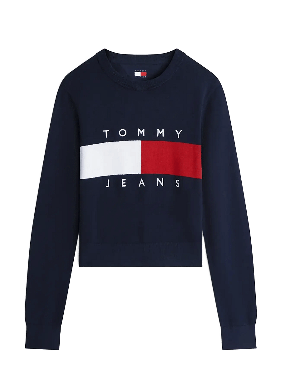 Tommy Jeans - TJW FLAG CREW NECK SWEATER EXT - dressipluusid - dark night navy - 1