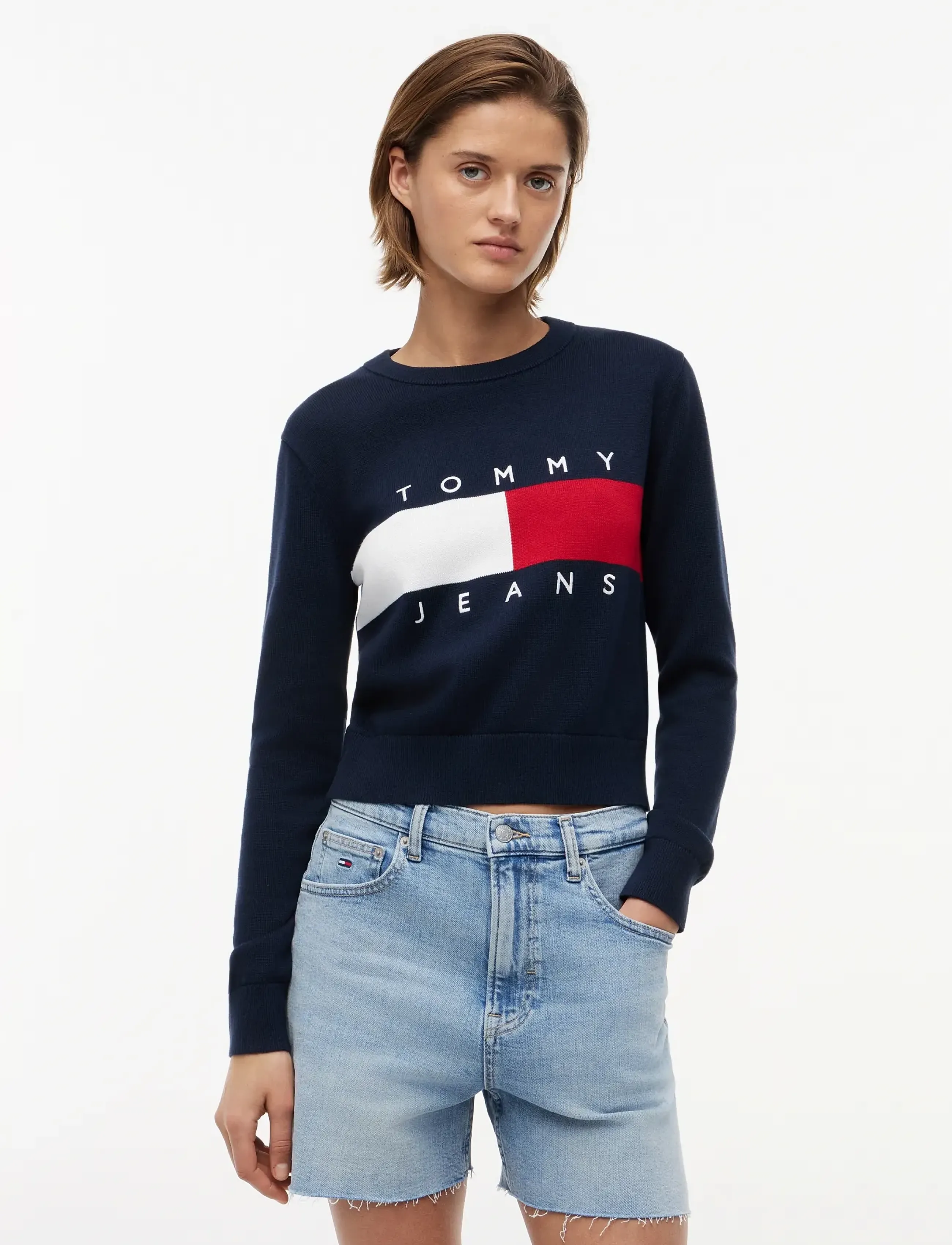 Tommy Jeans TJW FLAG CREW NECK SWEATER EXT - Tommy Hilfiger - DARK NIGHT NAVY / navy