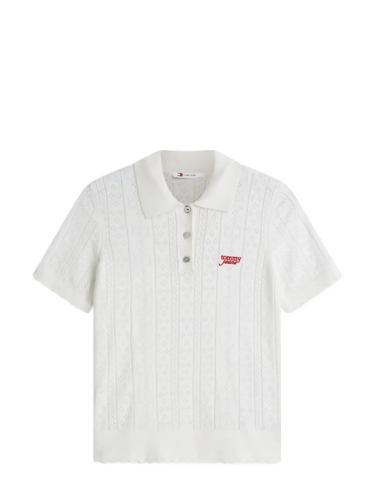Tommy Jeans TJW POINTELLE POLO SWEATER - Clothing - ANCIENT WHITE / white
