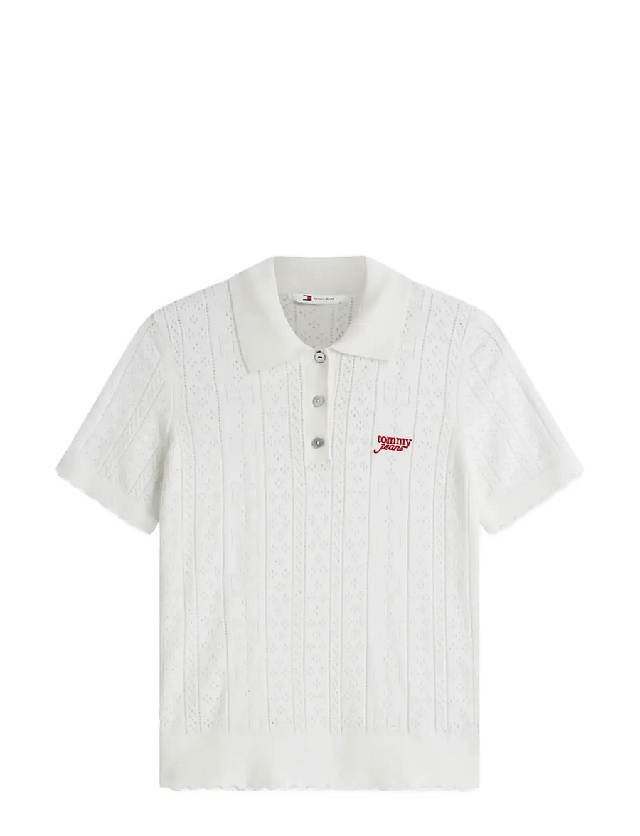 Tommy Jeans - TJW POINTELLE POLO SWEATER - poloer - ancient white - 1