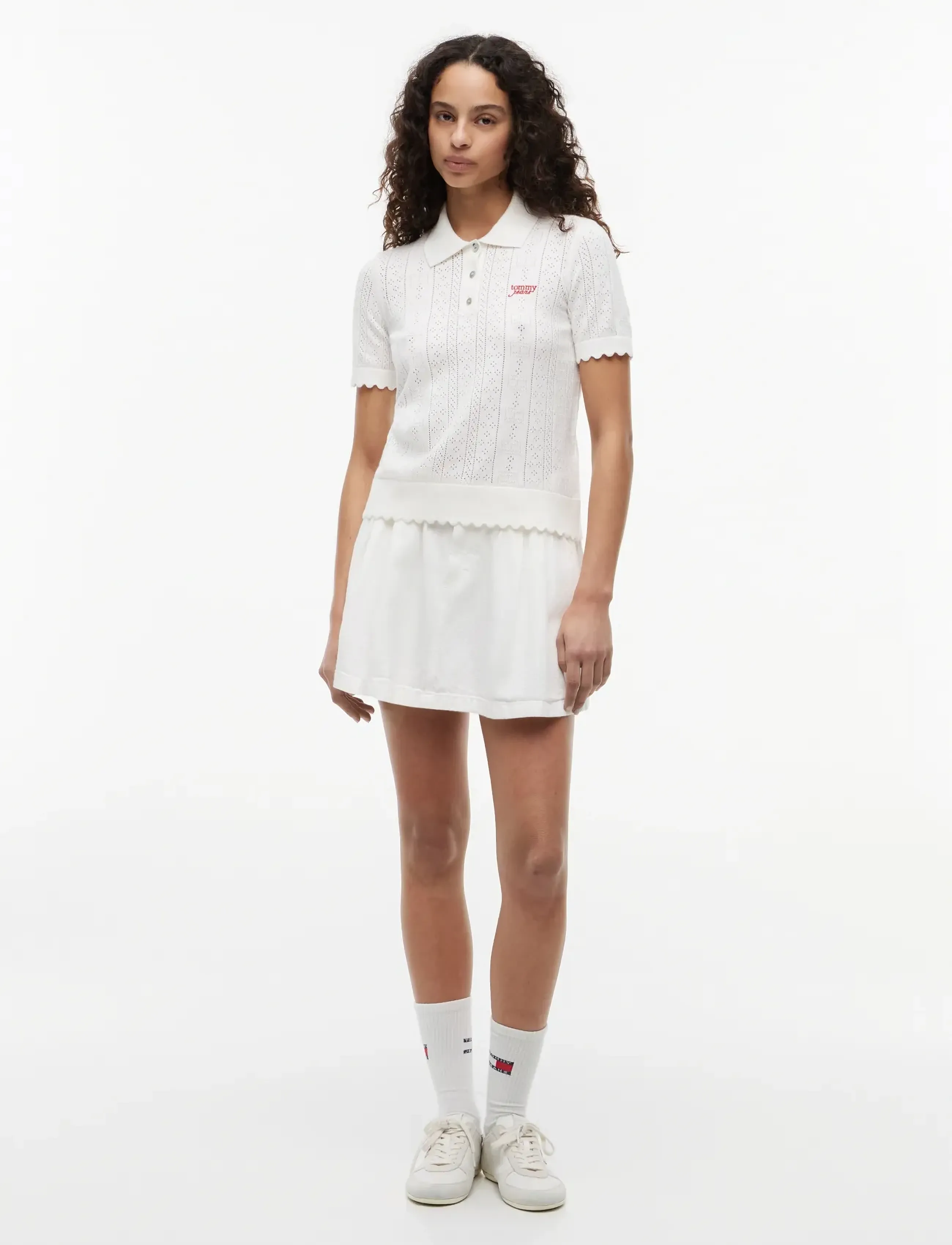 Tommy Jeans - TJW POINTELLE POLO SWEATER - poloer - ancient white - 4