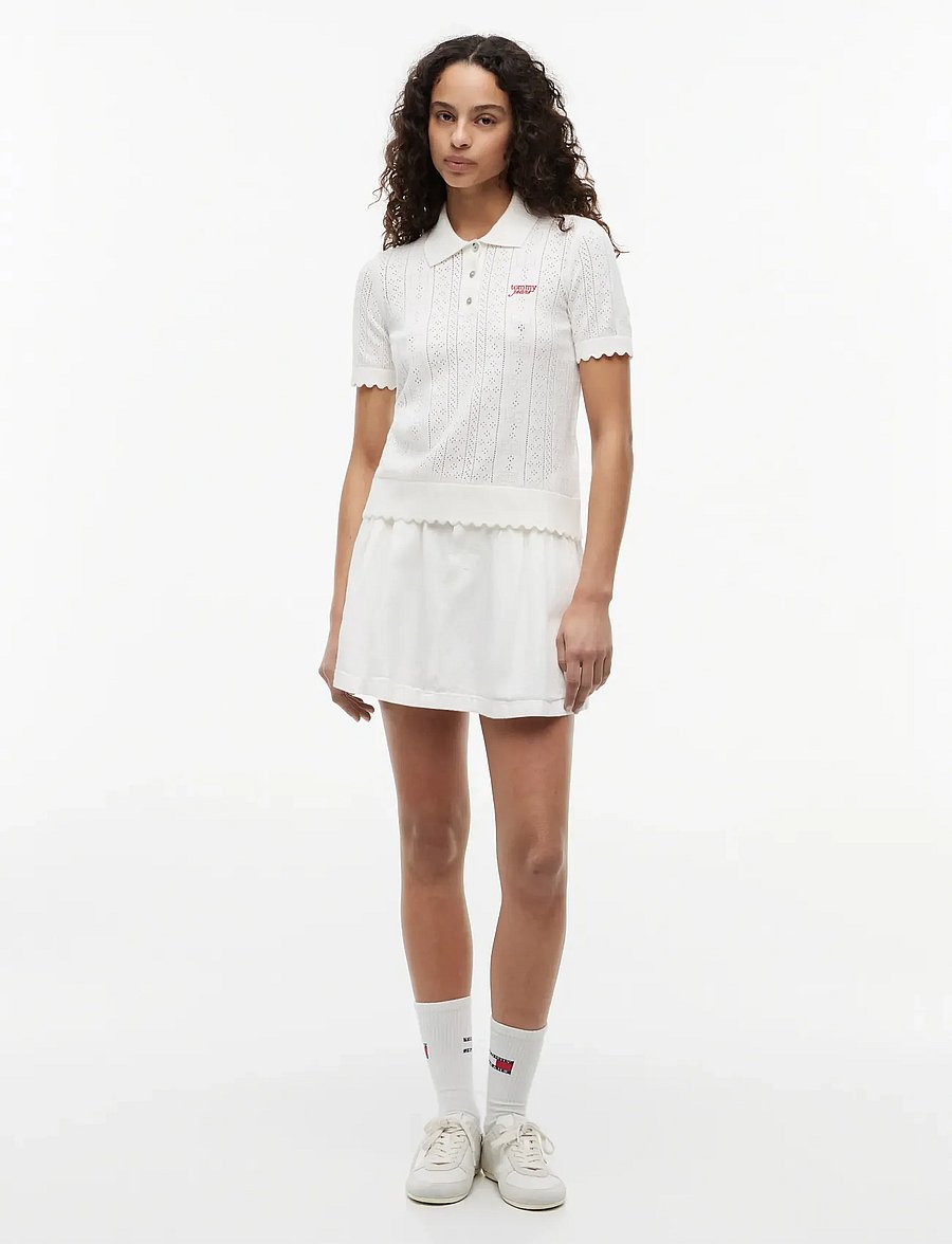 Tommy Jeans - TJW POINTELLE POLO SWEATER - poloer - ancient white - 4