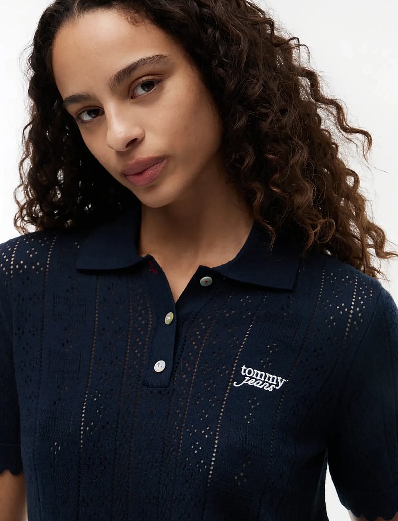Tommy Jeans - TJW POINTELLE POLO SWEATER - poloer - dark night navy - 3