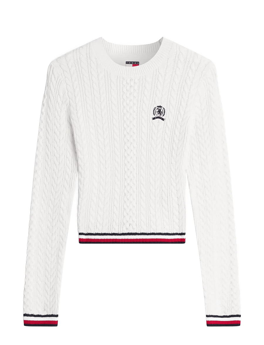 Tommy Jeans - TJW RWB TIPPING SWEATER - striktrøjer - ancient white - 1