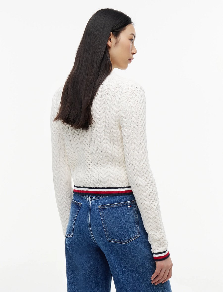 Tommy Jeans - TJW RWB TIPPING SWEATER - striktrøjer - ancient white - 2