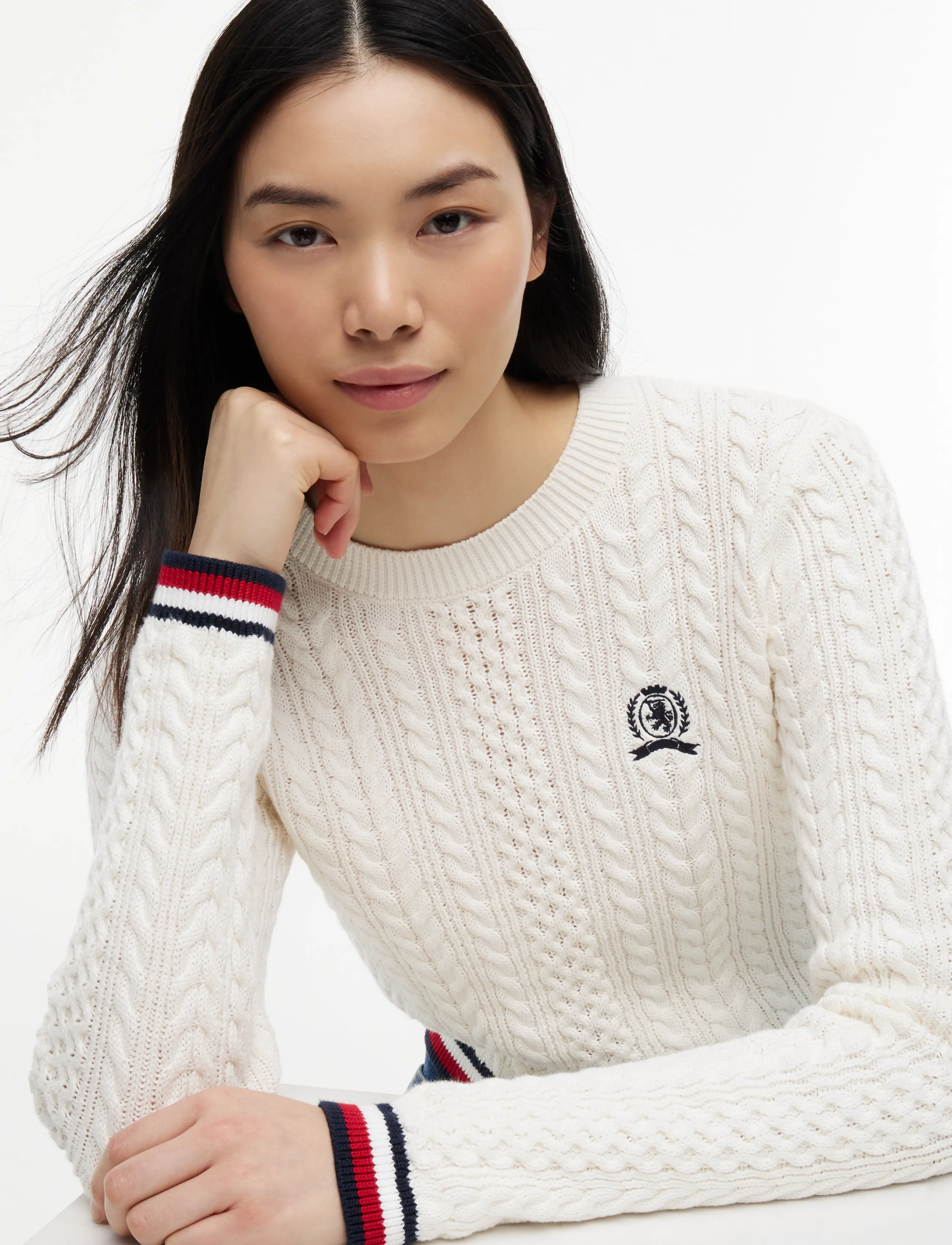 Tommy Jeans - TJW RWB TIPPING SWEATER - striktrøjer - ancient white - 3