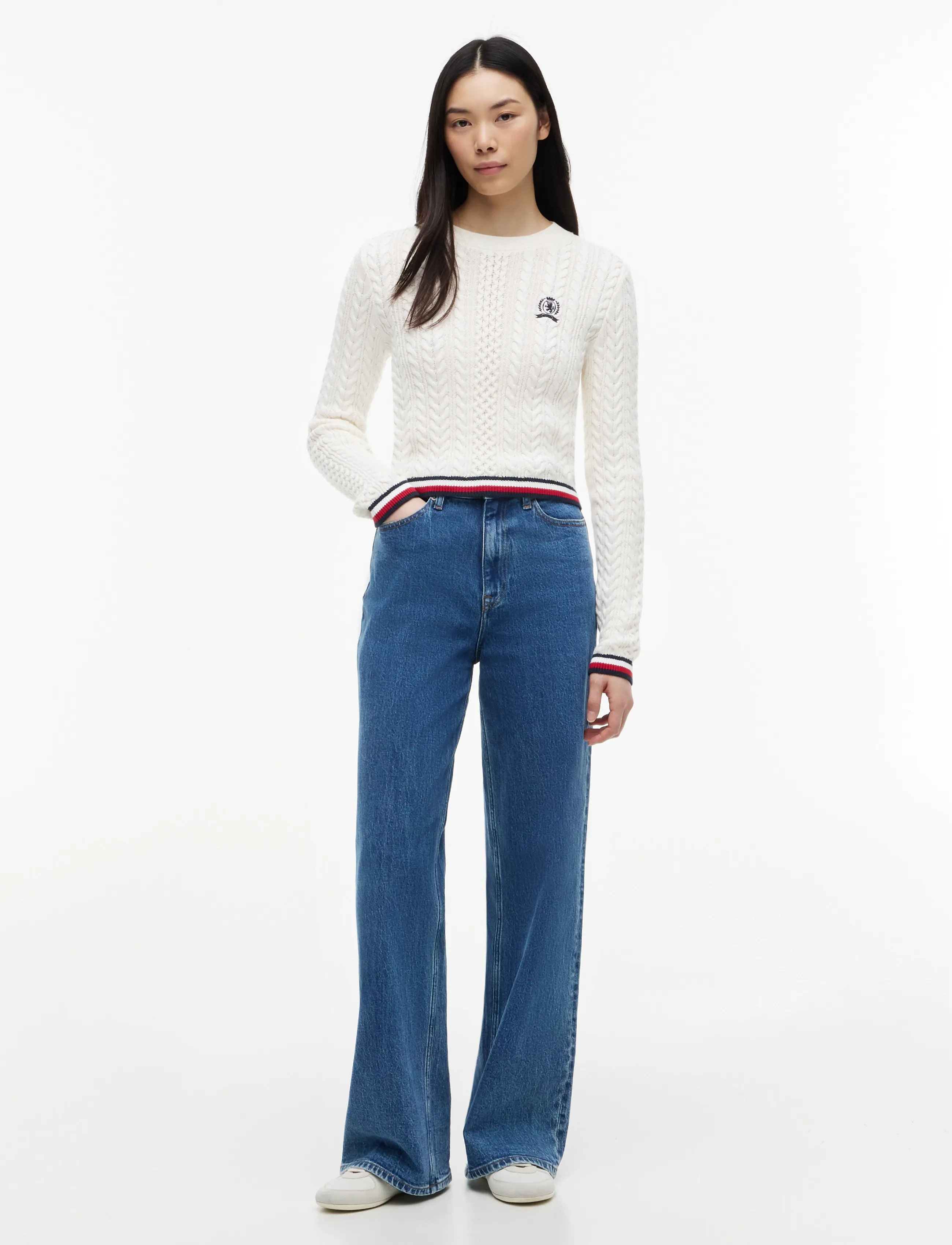 Tommy Jeans - TJW RWB TIPPING SWEATER - striktrøjer - ancient white - 4