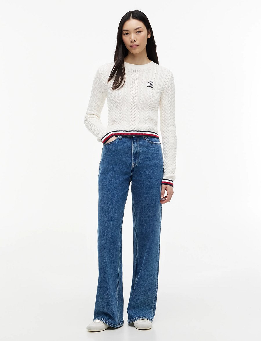Tommy Jeans - TJW RWB TIPPING SWEATER - striktrøjer - ancient white - 4